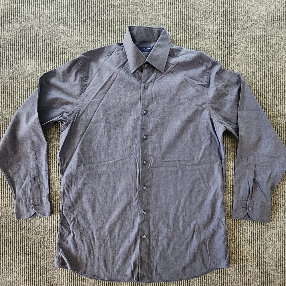 Proper Cloth Shirt Mens 15.5‎ 32/33 Blue Solid Spread Collar 100% Cotton